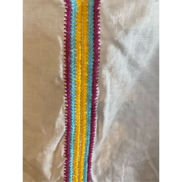 Rachel, Zoe, 100% linen, white multicolored boxy top/Blouse S/M - Picture 3 of 4